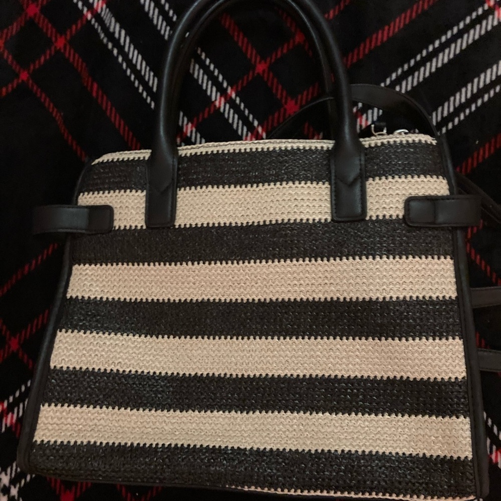 Black and Cream Striped Handbag